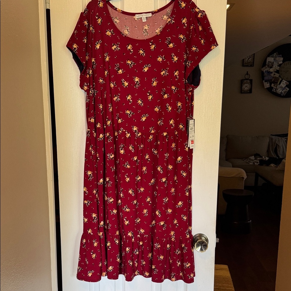 Sandra Darren Red Floral Dress